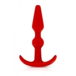 Smiling Beaded Anal Butt Plug - Red