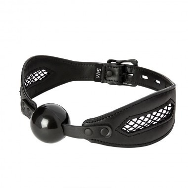 Sex & Mischief Faux Leather and Fishnet Ball Gag