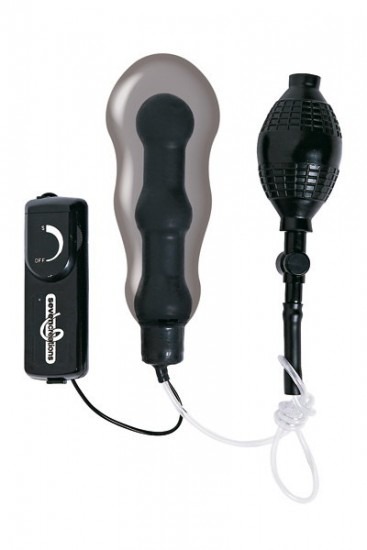 Inflatable Zepplin Vibrating Beaded Anal Dildo 6 Inch