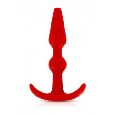 Smiling Beaded Anal Butt Plug - Red