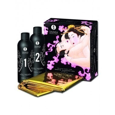 Shunga Oriental Body Slide Massage Gel Kit - Strawberry & Champagne