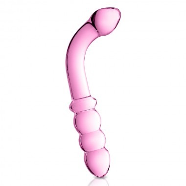 Glossy Toys Beaded Glass Anal Dildo 8.5 Inch - Pink