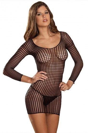 Rene Rofe Crotchet Net Long Sleeve Dress