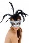 Maskarade Venetian Mask With Feathers - Silver