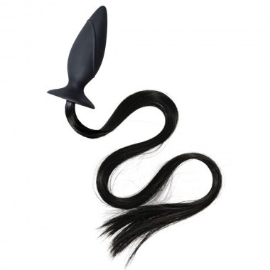 Horny Ponytail Silicone Butt Plug - Black