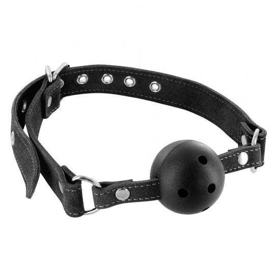 Fetish Tentation Premium Suede and Rubber Ball Gag - Black