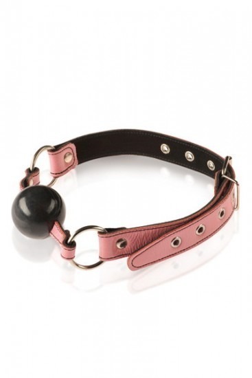 Bondage Boutique Advanced Leather and Rubber Ball Gag - Pink
