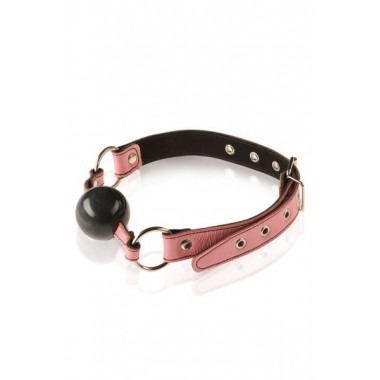 Bondage Boutique Advanced Leather and Rubber Ball Gag - Pink