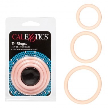 Tri-Rings Rubber Cock & Ball Ring Set - Ivory