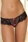 Rene Rofe Crotchless Lace Thong With Bows - Black