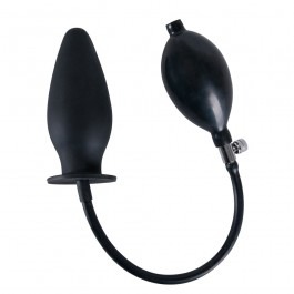 True Black Inflatable Silicone Butt Plug
