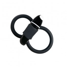 Sweet Smile Vibrating Double Cock Ring - Black