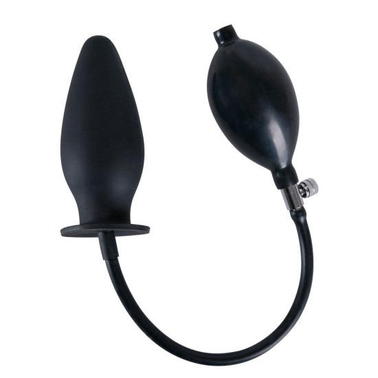 True Black Inflatable Silicone Butt Plug