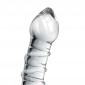 Glossy Toys Curved Glass Spiral Dildo With Handle 9 Inches