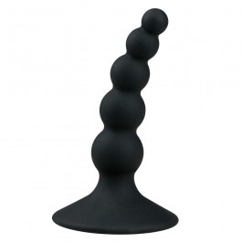 Booty Rocket Beaded Anal Plug With Suction Cup - Black