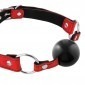 Fetish Tentation Premium Leather Harness Ball Gag - Red