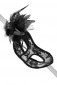 La Traviata Venetian Lace Mask With Feathers - Black