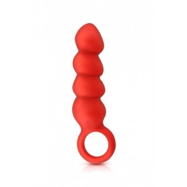 Silicone Ass Cork Anal Beads - Red