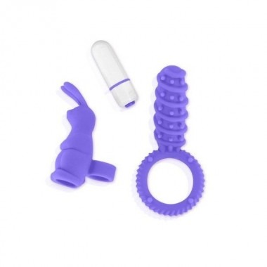 Secret Couple Mini Vibrator & Penis Ring Gift Set - Purple