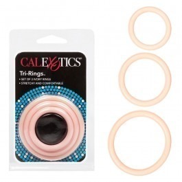 Tri-Rings Rubber Cock & Ball Ring Set - Ivory