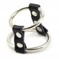 2 Ring Metal Cock Ring With Ball Divider Strap