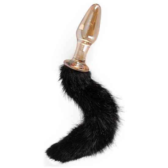 Glass Faux Fur Animal Tail Butt Plug
